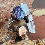 Load image into Gallery viewer, Triple midi ring amethyst citrine rock crystal
