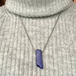 Load image into Gallery viewer, Mono rod pendant lapis lazuli (silver colored chain)
