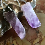 Load image into Gallery viewer, Mono rod pendant amethyst (silver chain)
