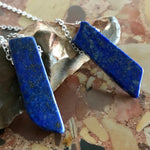 Load image into Gallery viewer, Mono rod pendant lapis lazuli (silver colored chain)
