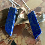 Load image into Gallery viewer, Mono rod pendant lapis lazuli (silver colored chain)
