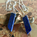 Load image into Gallery viewer, Mono rod pendant lapis lazuli (silver colored chain)
