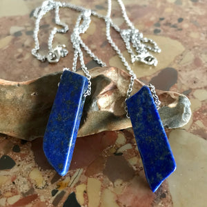 Mono rod pendant lapis lazuli (silver colored chain)