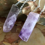 Load image into Gallery viewer, Mono rod pendant amethyst (silver chain)
