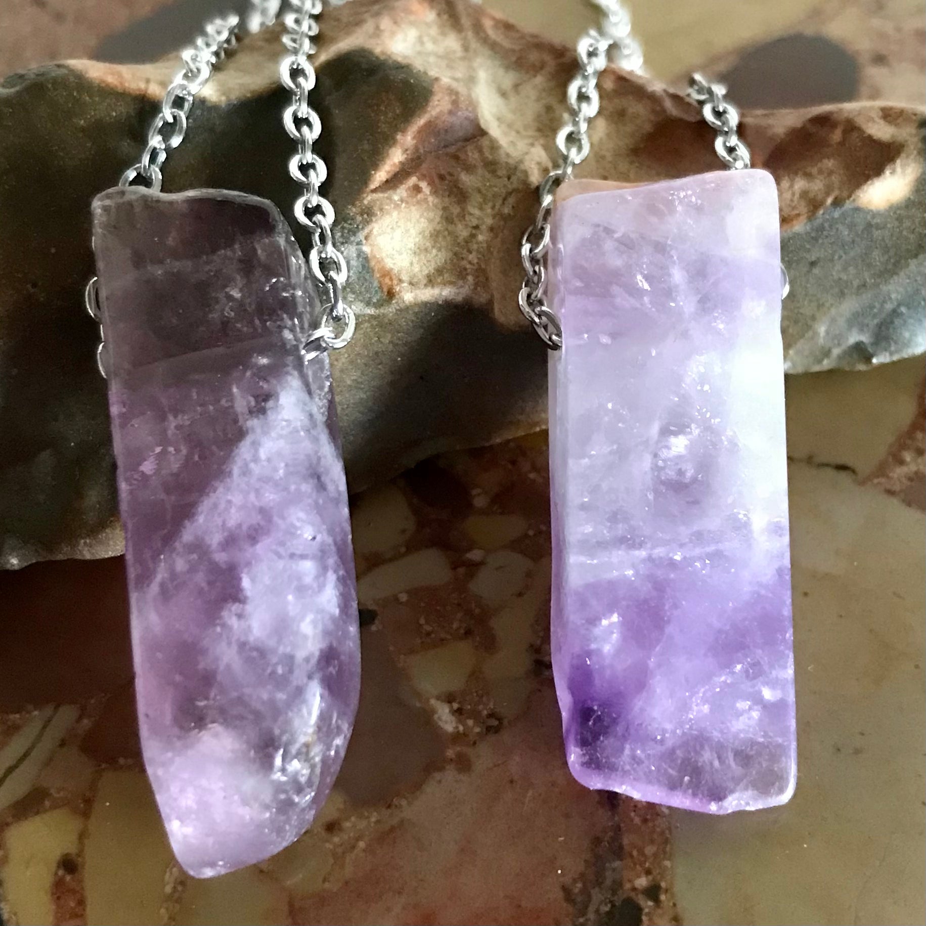 Mono rod pendant amethyst (silver chain)